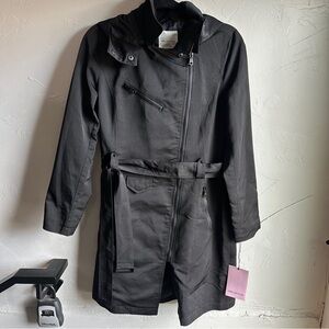 Avec Les Filles Black Utility Trench Jacket Parisian Chic Minimalist Goth Sz S